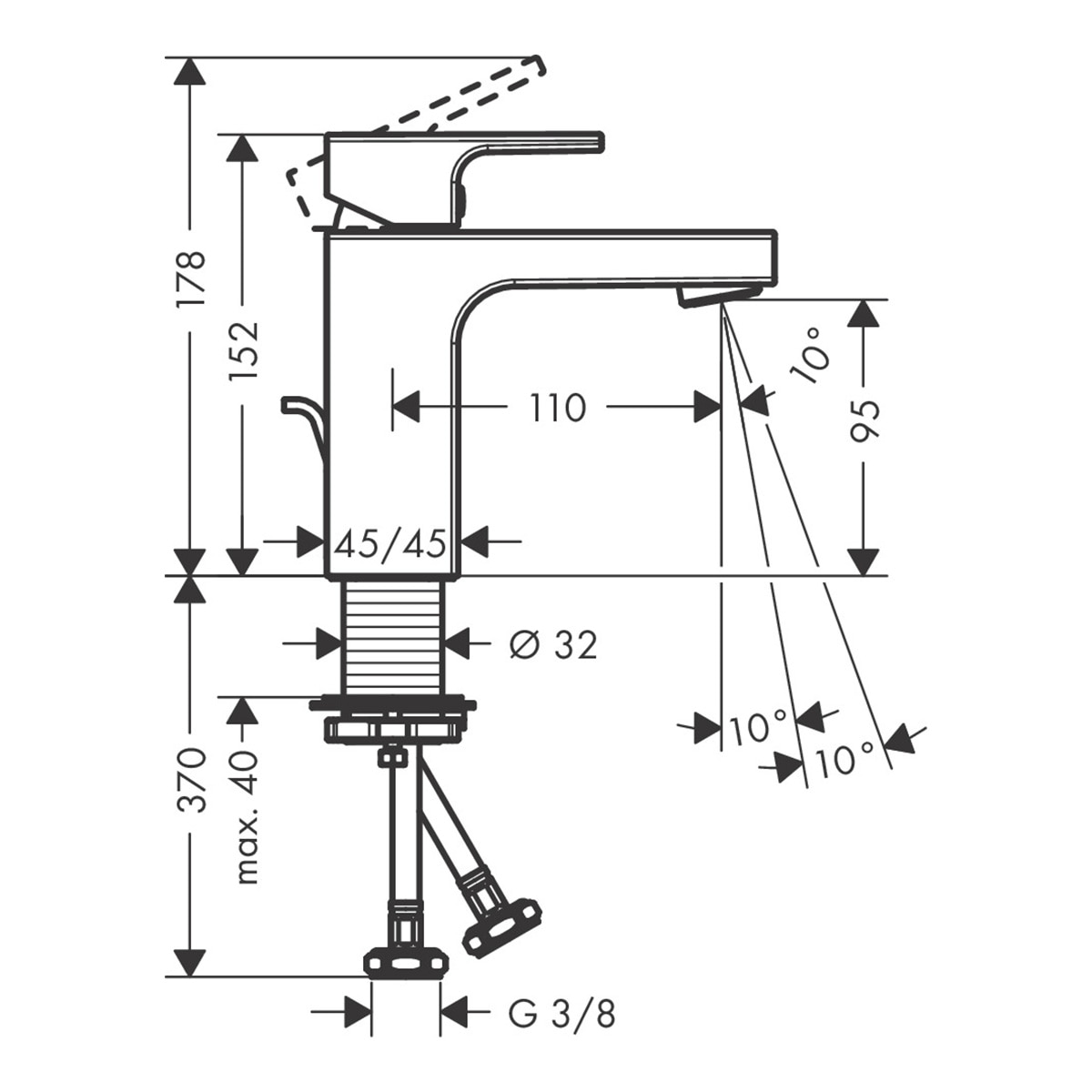 Torneira Monocomando de Lavatório Vernis Shape Cromado-2