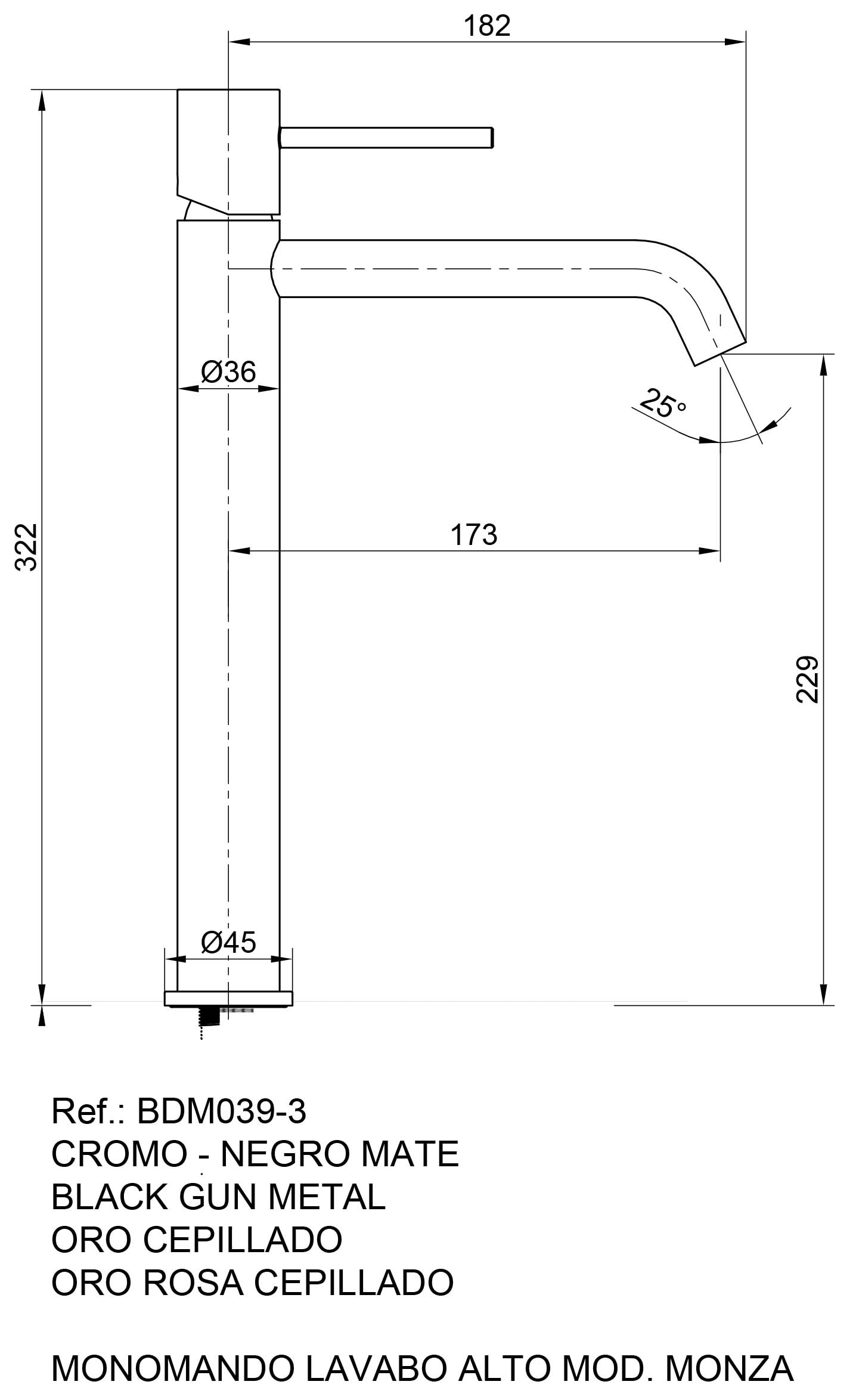 Imagen 3 de Grifo monomando de lavabo alto Monza Imex - Negro mate Negro mate