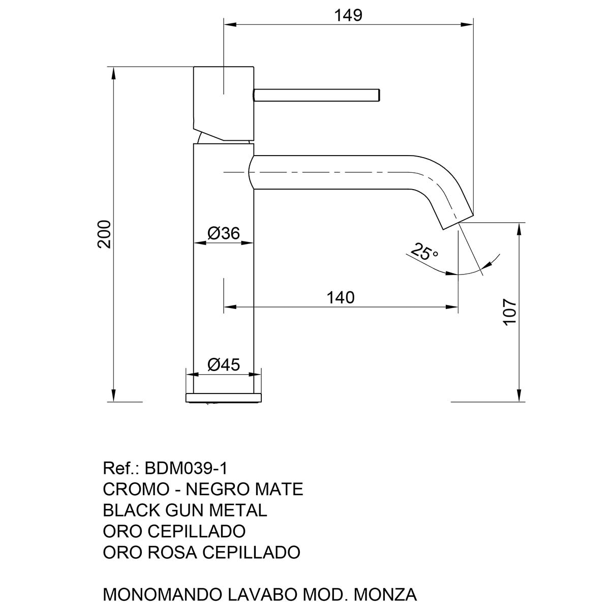 Grifo monomando de lavabo Monza Imex - ORO ROSA CEPILLADO ORO ROSA CEPILLADO-3