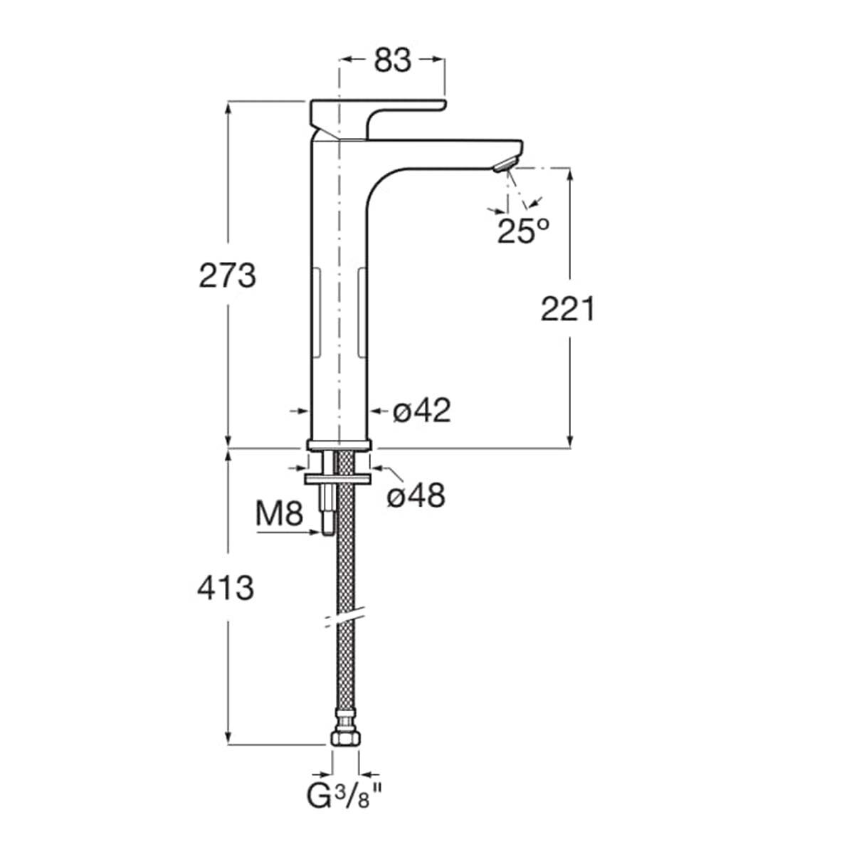 Grifo monomando alto para lavabo L20 Roca - Negro mate Negro mate-3