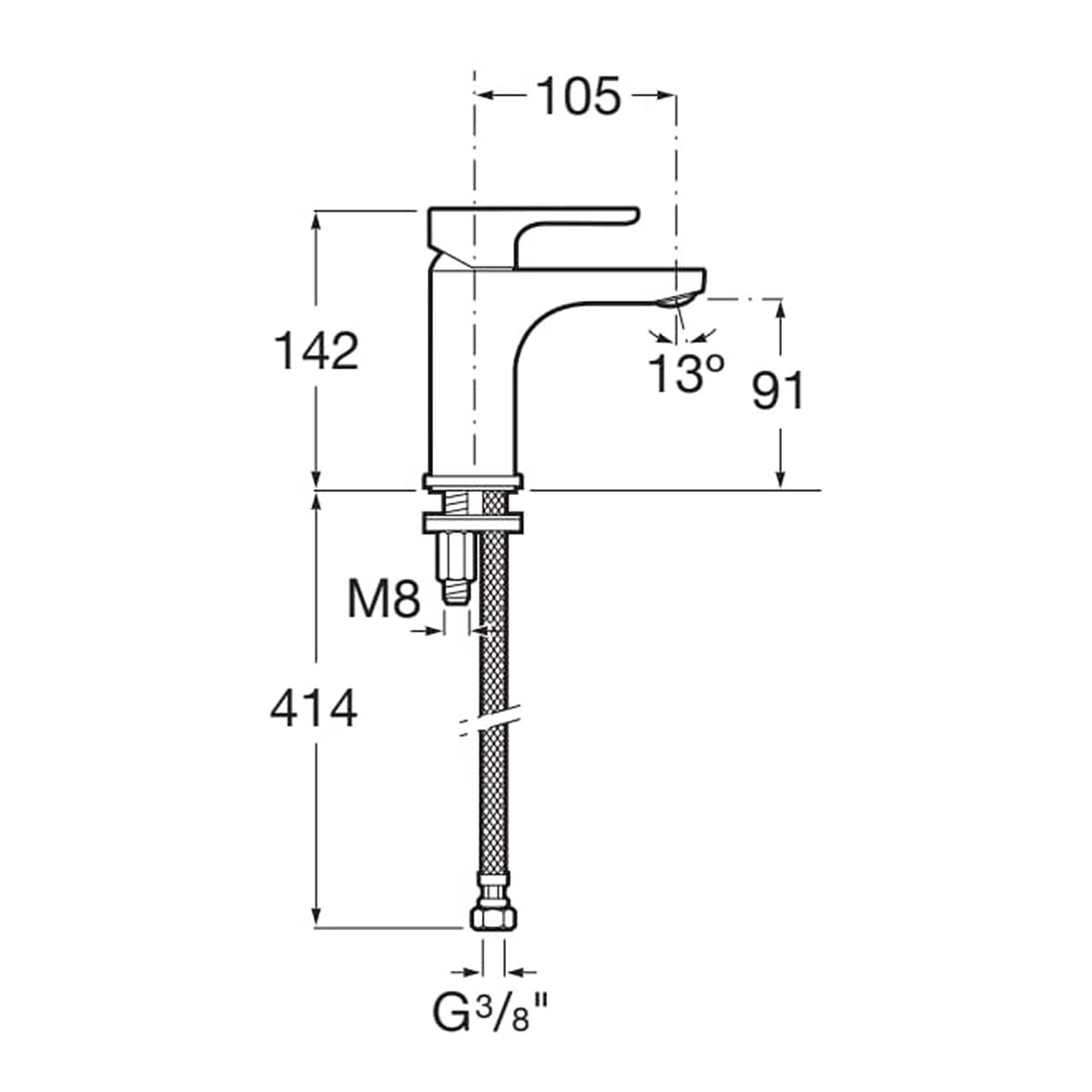 Grifo monomando para lavabo Roca L20 XL - Negro mate Negro mate-3