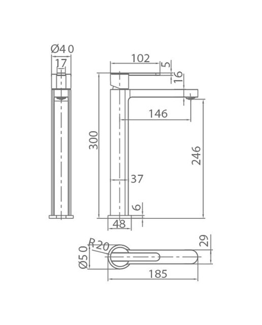 Imagen 3 de Grifo monomando alto para lavabo Roma Imex - Negro mate Negro mate