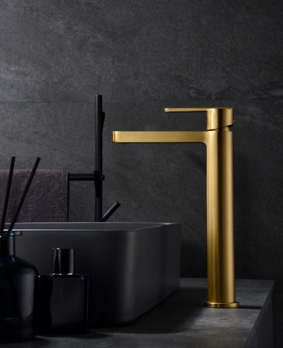 Imagen 2 de Grifo monomando alto para lavabo Roma Imex - Oro cepillado Oro cepillado