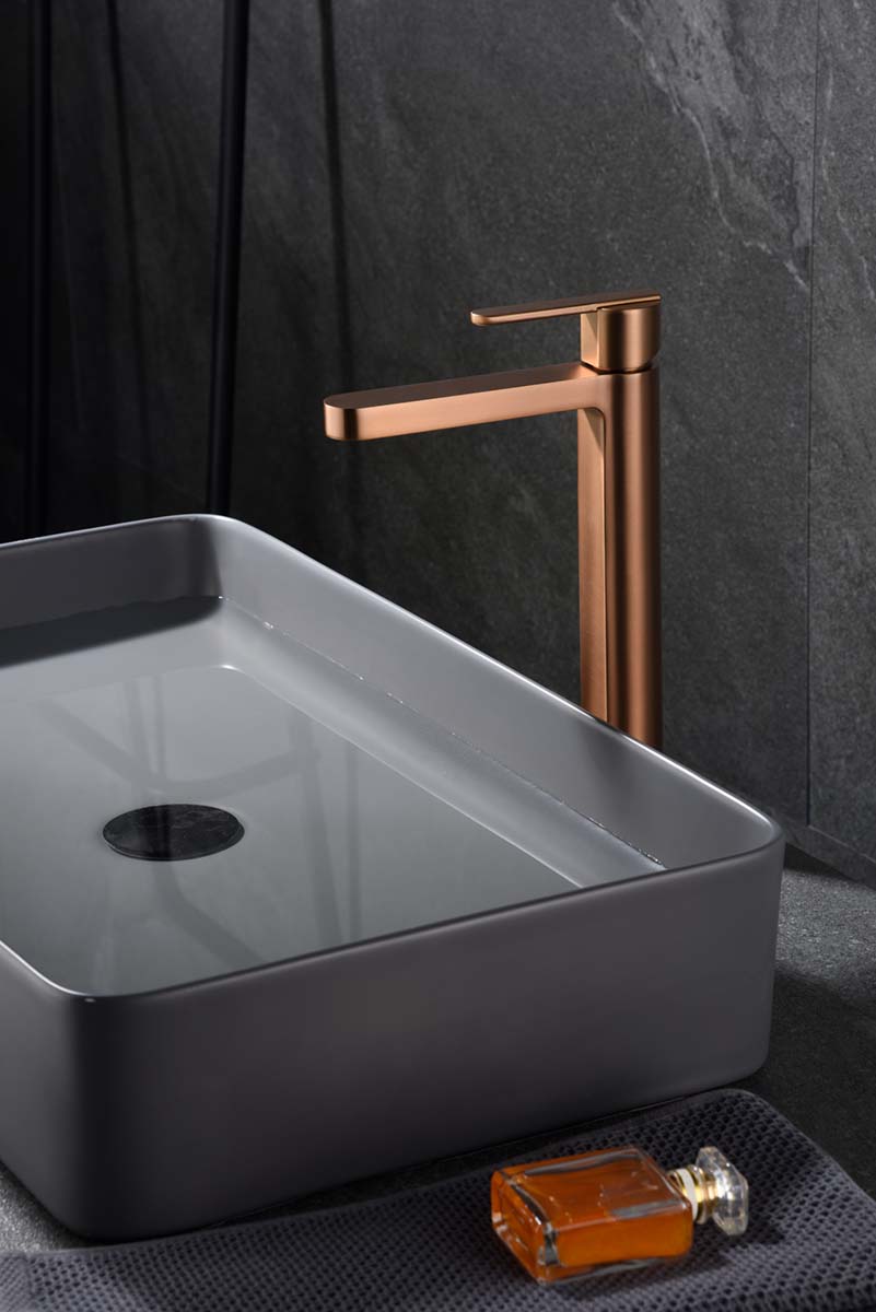 Imagen 2 de Grifo monomando alto para lavabo Roma Imex - ORO ROSA CEPILLADO ORO ROSA CEPILLADO