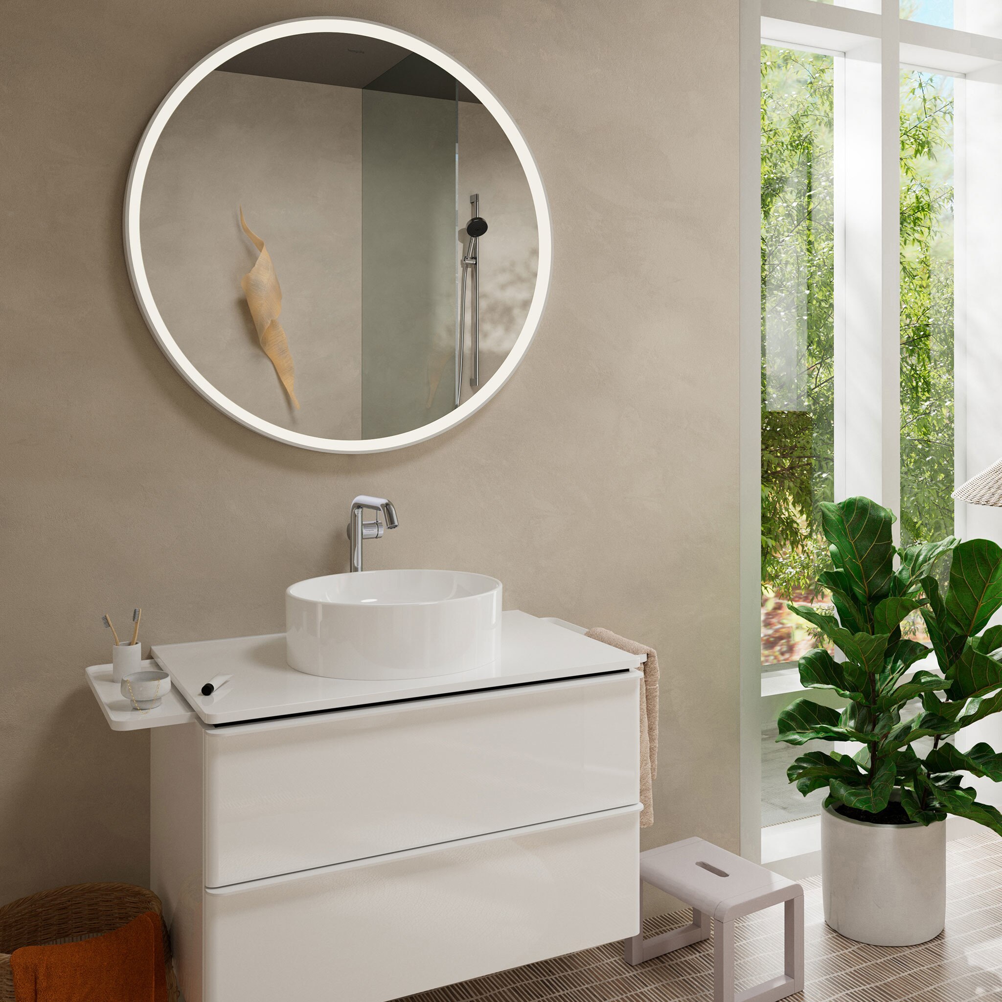 Imagen 2 de Grifo monomando alto para lavabo con vaciador push open y CoolStart Tecturis S Fine 240 Hansgrohe - Cromo Cromo