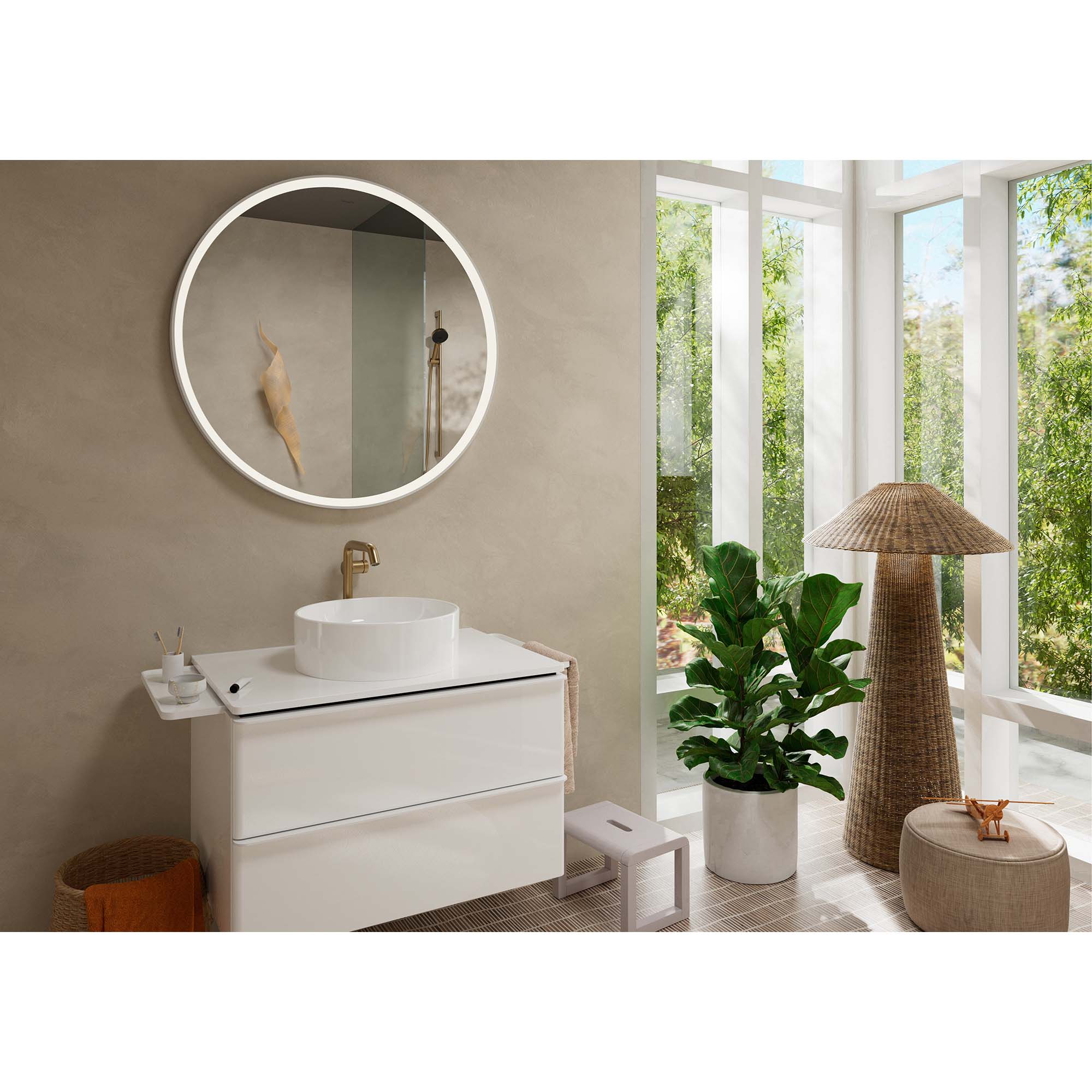 Imagen 2 de Grifo monomando alto para lavabo con vaciador push open y CoolStart Tecturis S Fine 240 Hansgrohe - Bronce cepillado Bronce cepillado