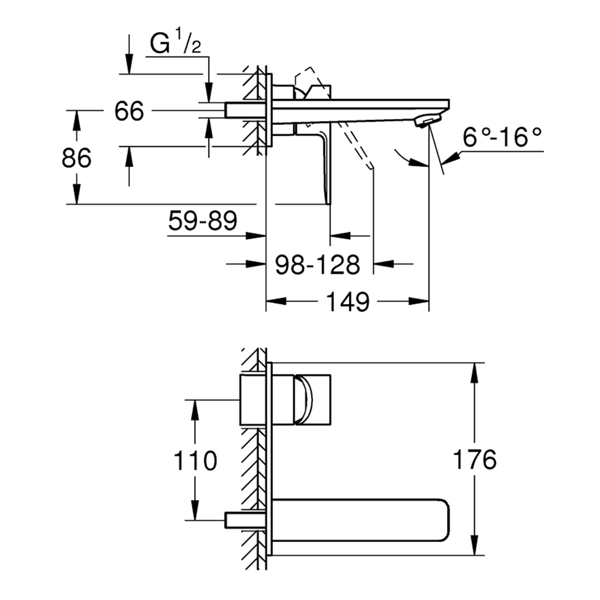 Imagen 3 de Grifo monomando de pared para lavabo Lineare Grohe - Cromo Cromo