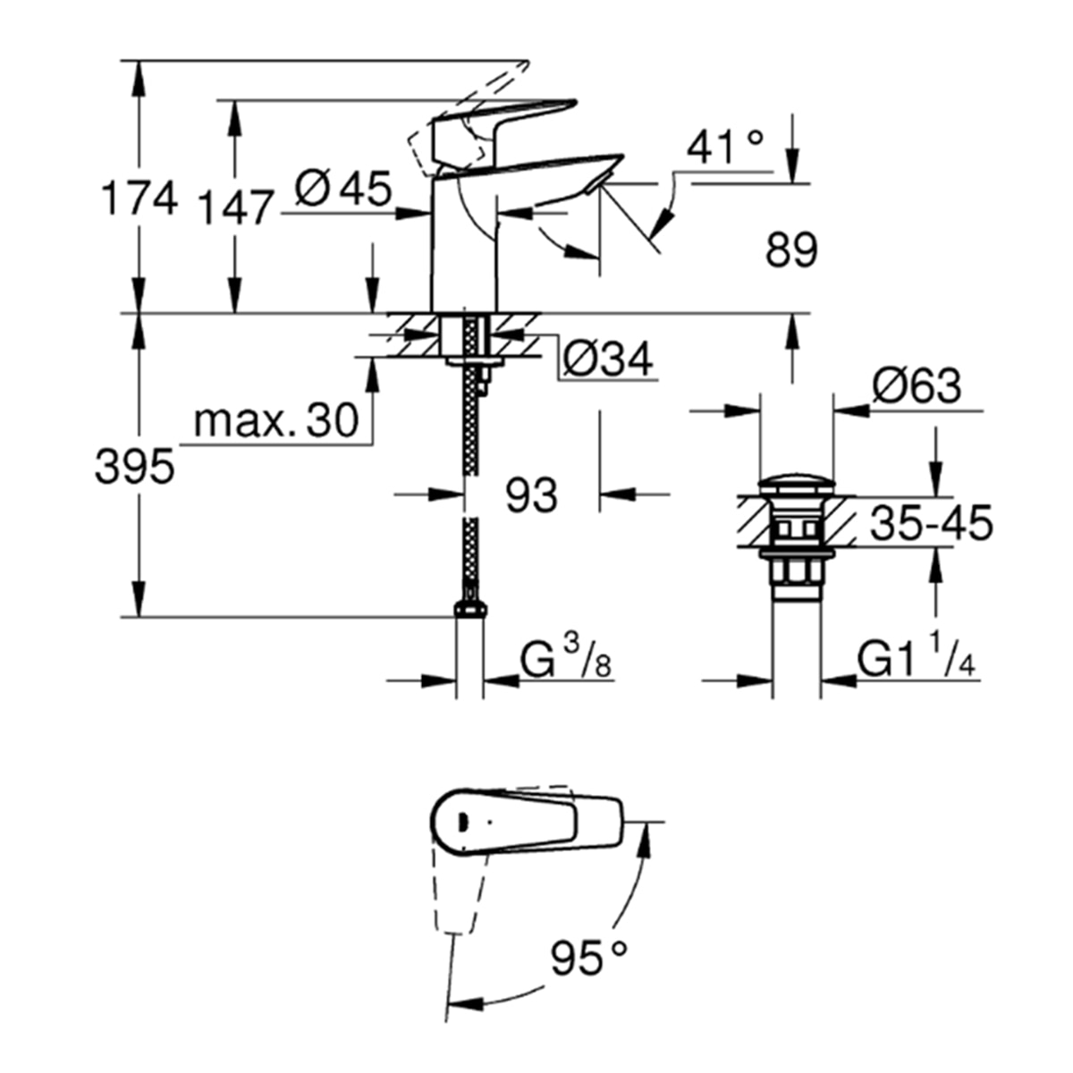 Grifo monomandopara lavabo Bauedge S Grohe - Cromo Cromo-3