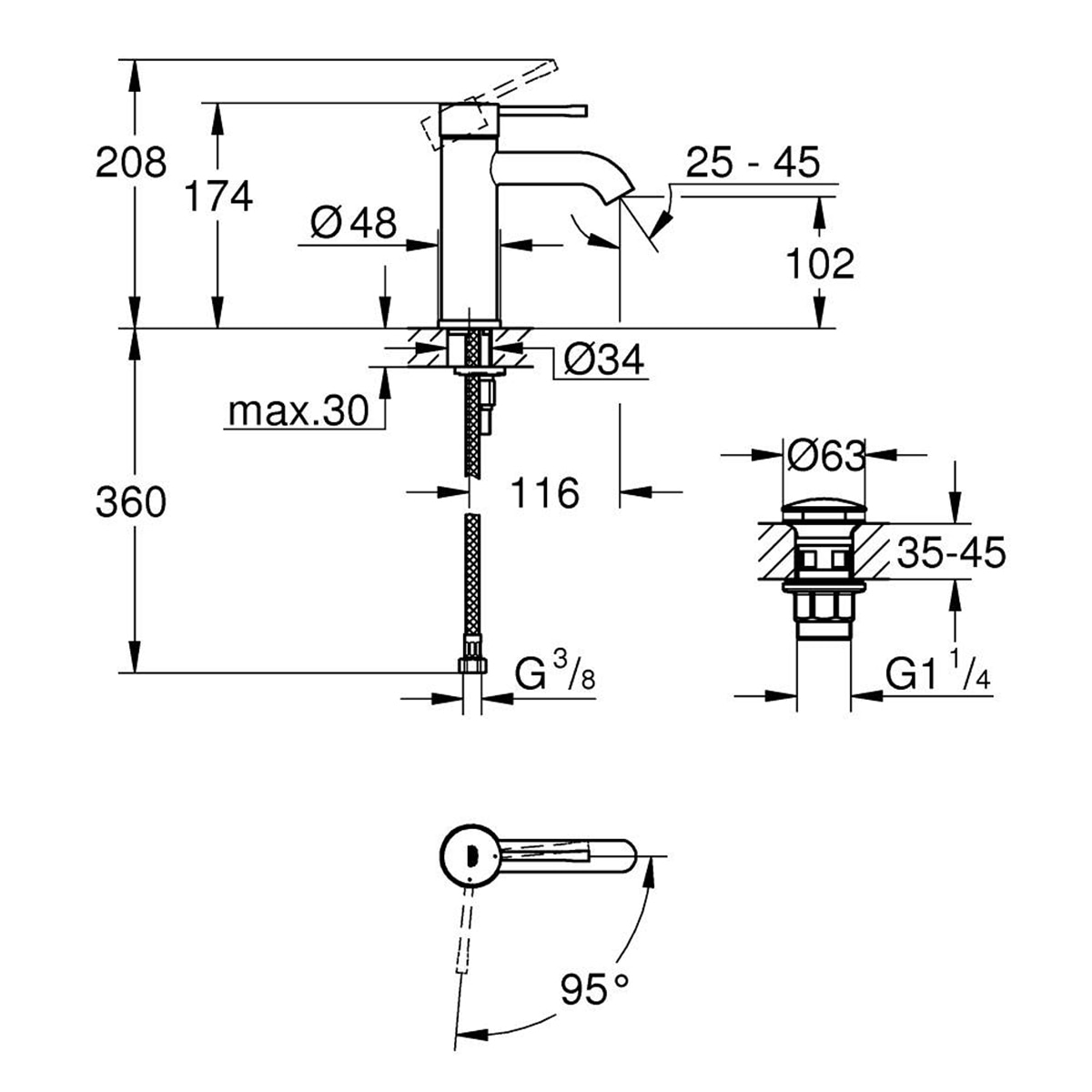 Imagen 3 de Grifo monomando para lavabo Essence S Grohe - Cromo Cromo