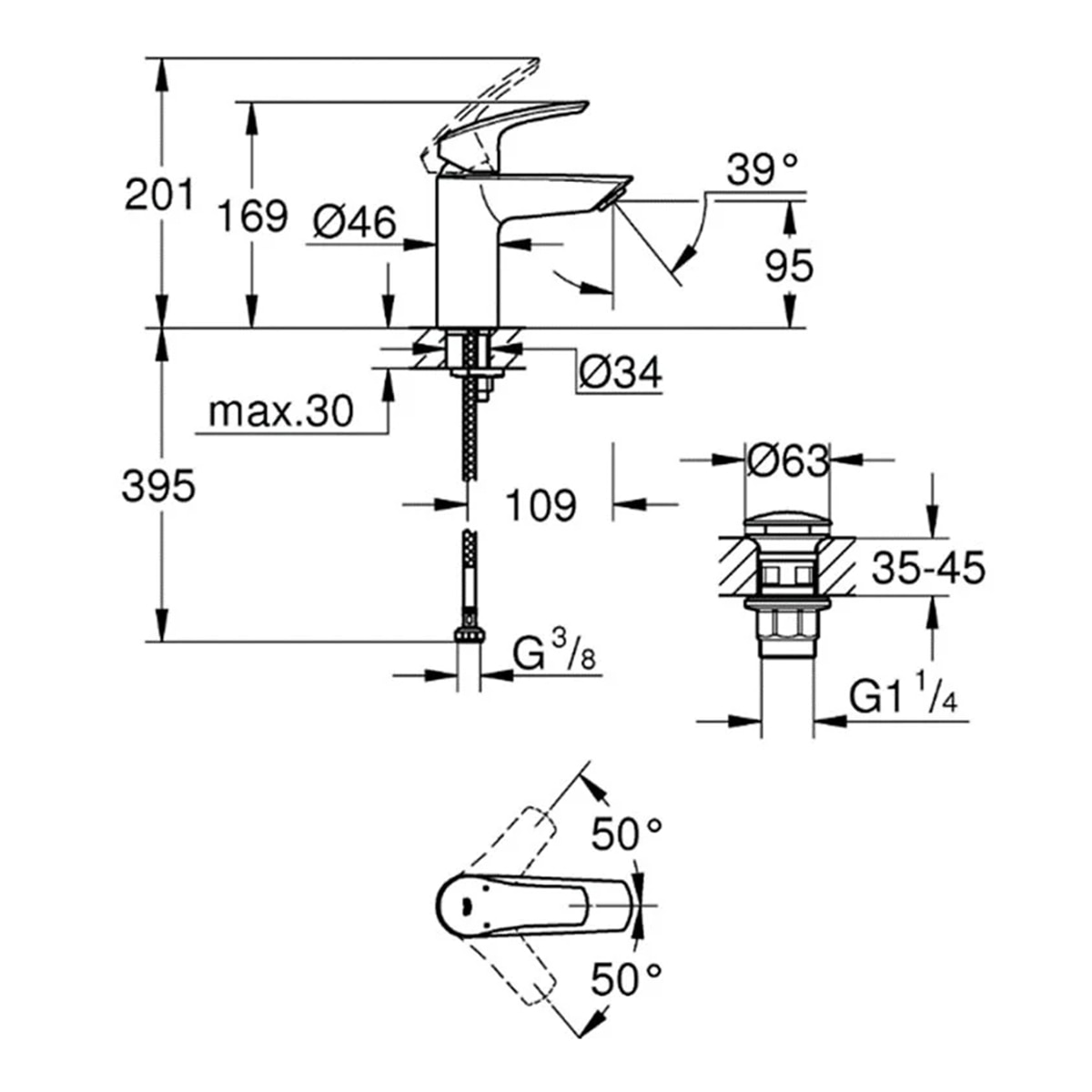 Imagen 3 de Grifo monomando para lavabo Eurosmart 2021 S Grohe - Cromo Cromo