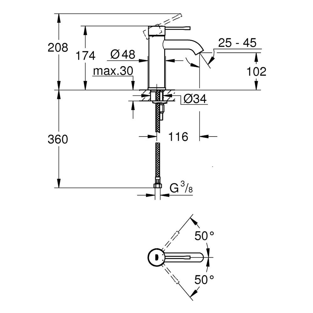 Imagen 3 de Grifo monomando para lavabo Essence S Grohe - Negro mate Negro mate