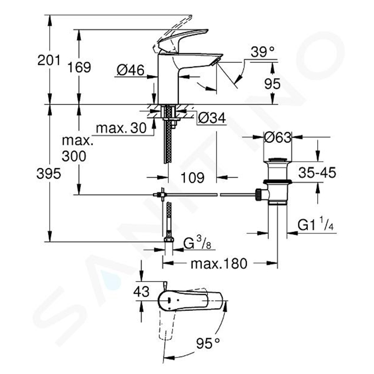Imagen 3 de Grifo monomando para lavabo Eurosmart S Grohe - Negro mate Negro mate