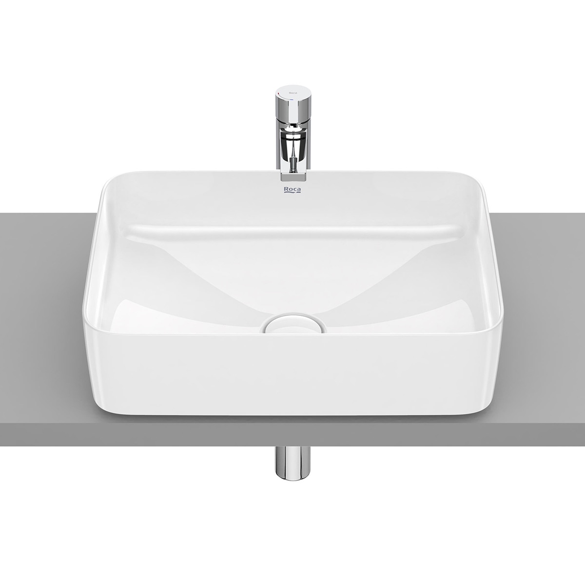 Lavabo  sobre encimera de porcelana Square Roca Blanco Blanco-1