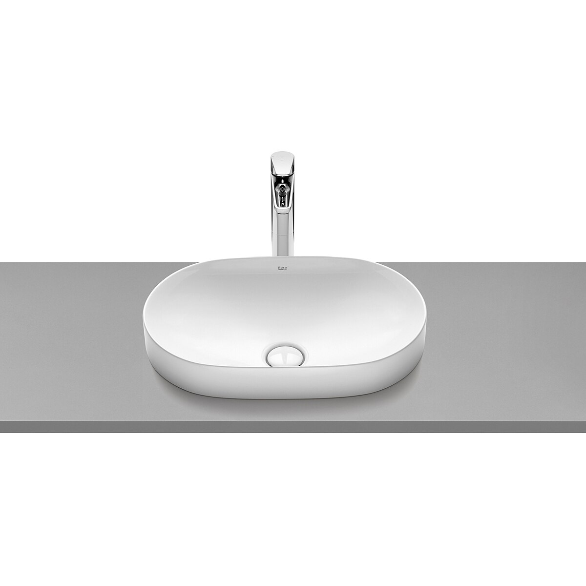 Lavabo de encimera Round Inspira Roca - Blanco 55 cm Blanco-1