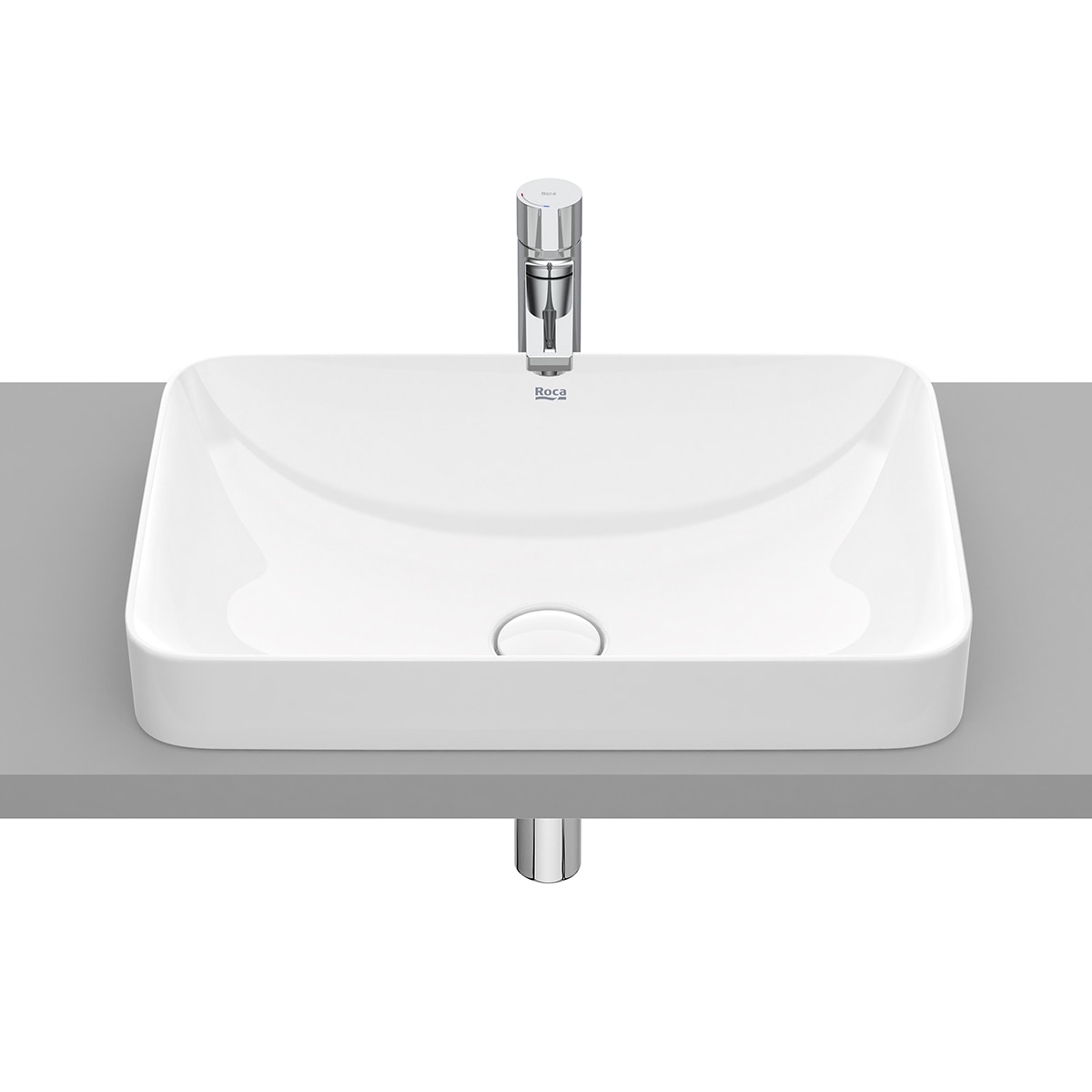 Lavabo de encimera Square Inspira Roca - Blanco brillo 37 x 55 cm Blanco brillo-1