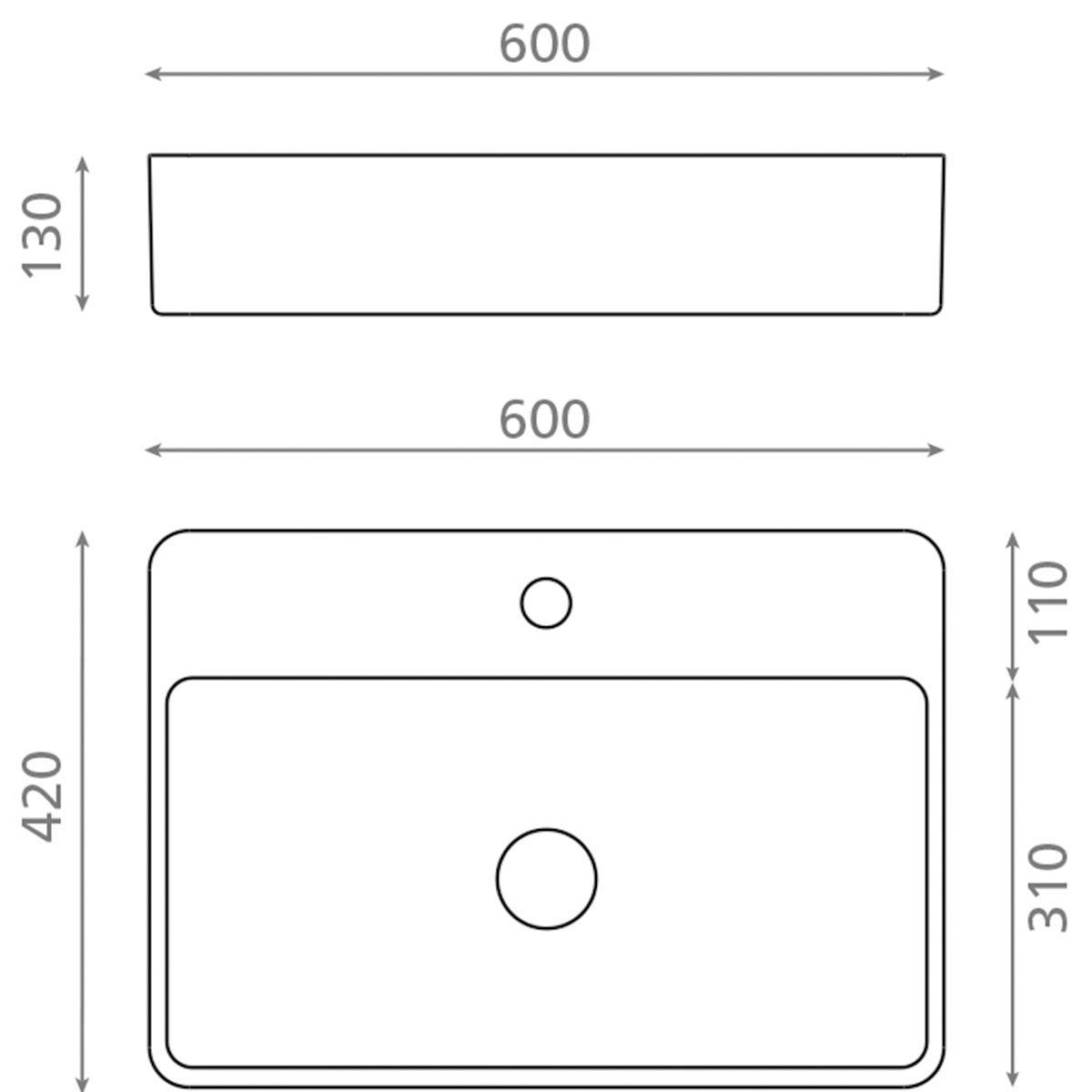 Lavatório para Bancada de Porcelana Santoña Branco-3