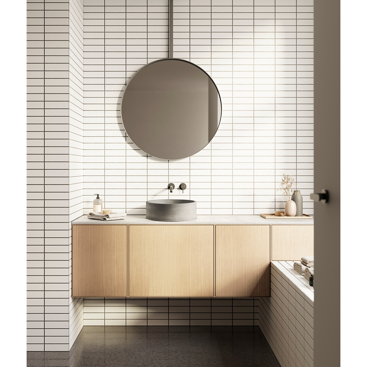 Lavatório de Bancada de Cimento Pesquera Cinzento-2