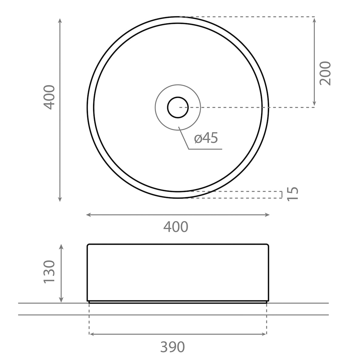 Lavatório de Bancada de Cimento Pesquera Cinzento-4
