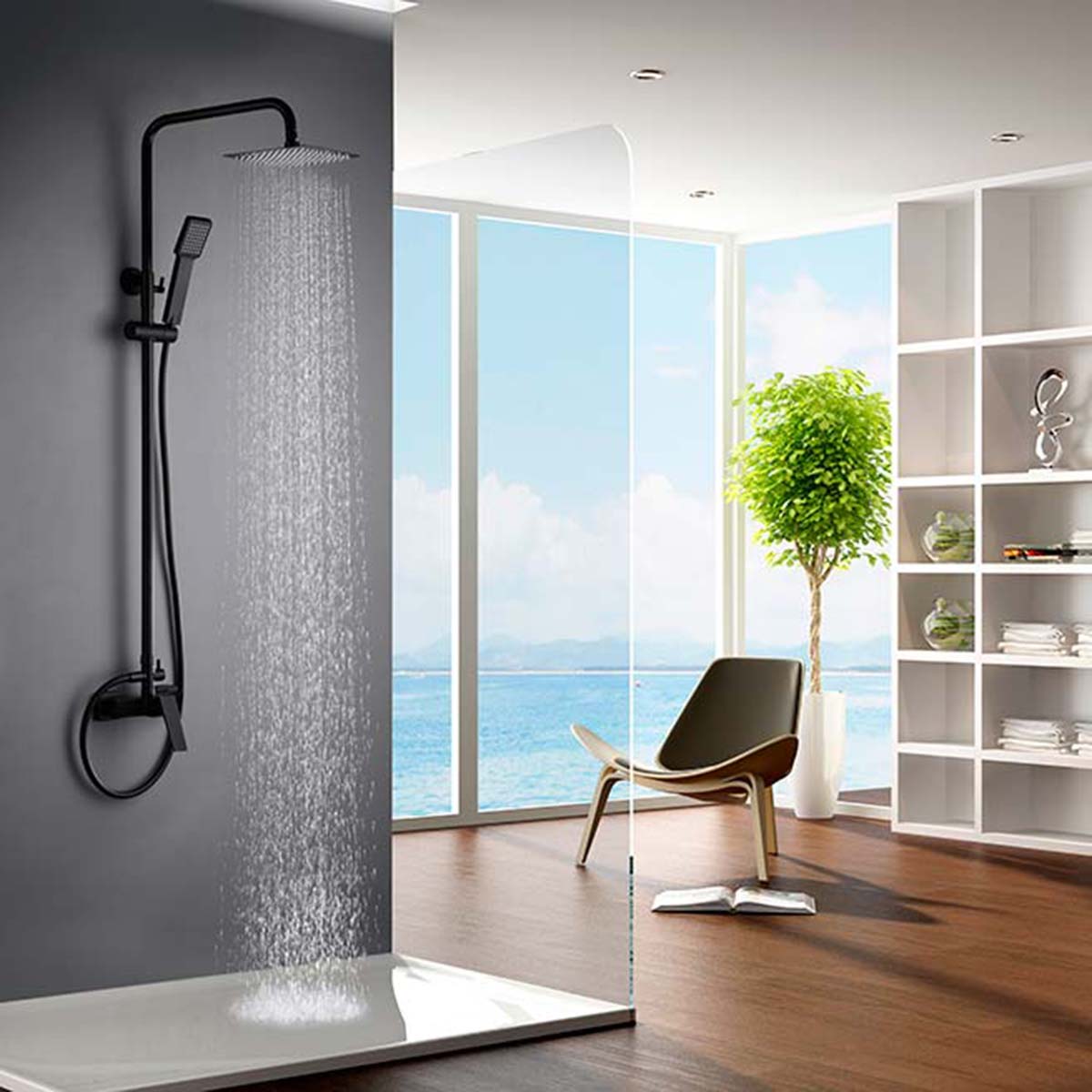 Conjunto de Duche Monocomando Art Preto mate-2
