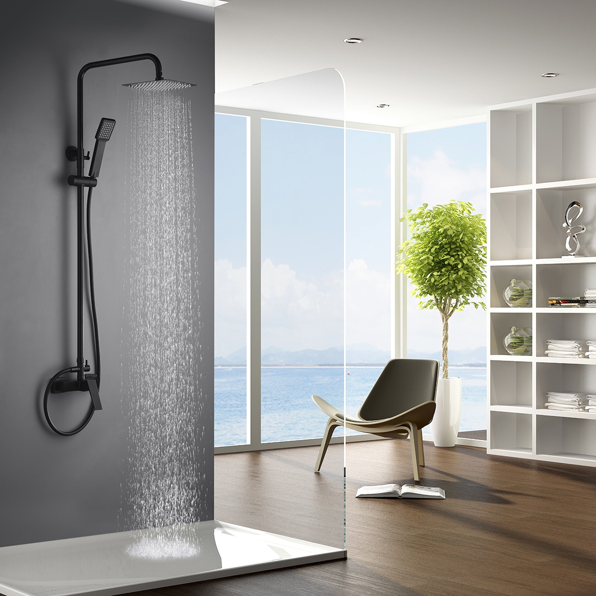Conjunto de Duche Monocomando Art Preto mate-5