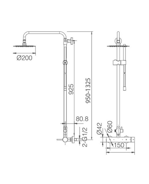 Conjunto de ducha monomando Milos Imex - Cromo Cromo-3