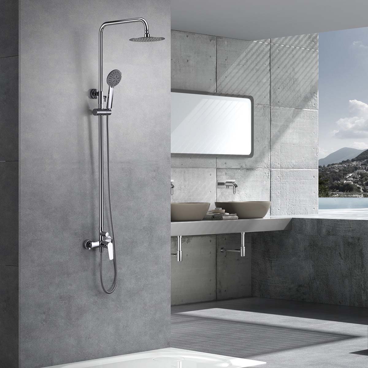 Conjunto de ducha monomando Bélgica Imex - Cromo Cromo-2
