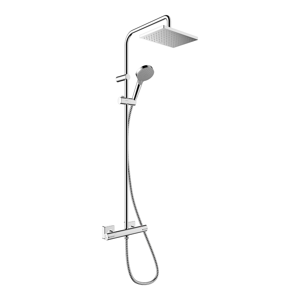 Hansgrohe - Conjunto de ducha con termostato y rociador rectangular Vernis Hansgrohe.