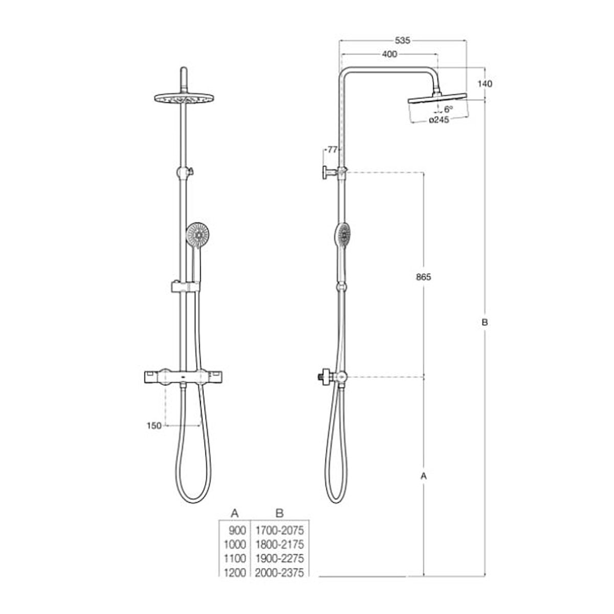 Conjunto de ducha con termostato y altura regulable Victoria Plus Roca - Cromo Cromo-2