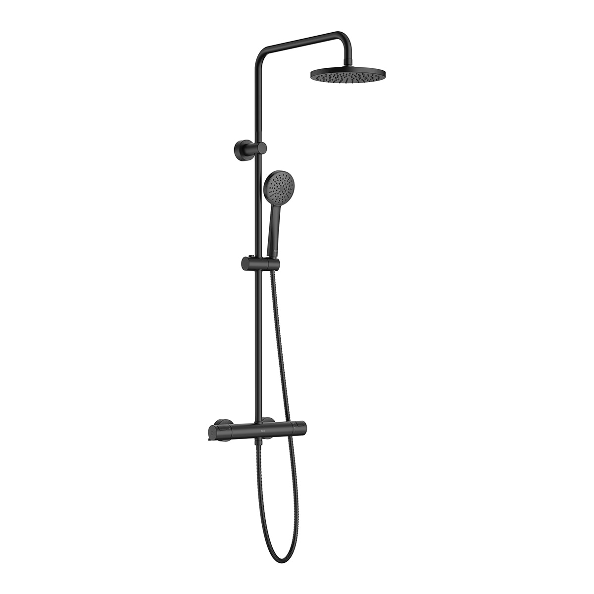 Roca - Conjunto de ducha termostática en negro Victoria T Basic Roca.