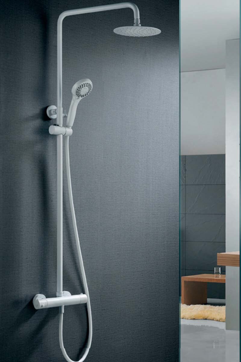 Conjunto de ducha termostático Kent Imex - Blanco mate Blanco mate-2