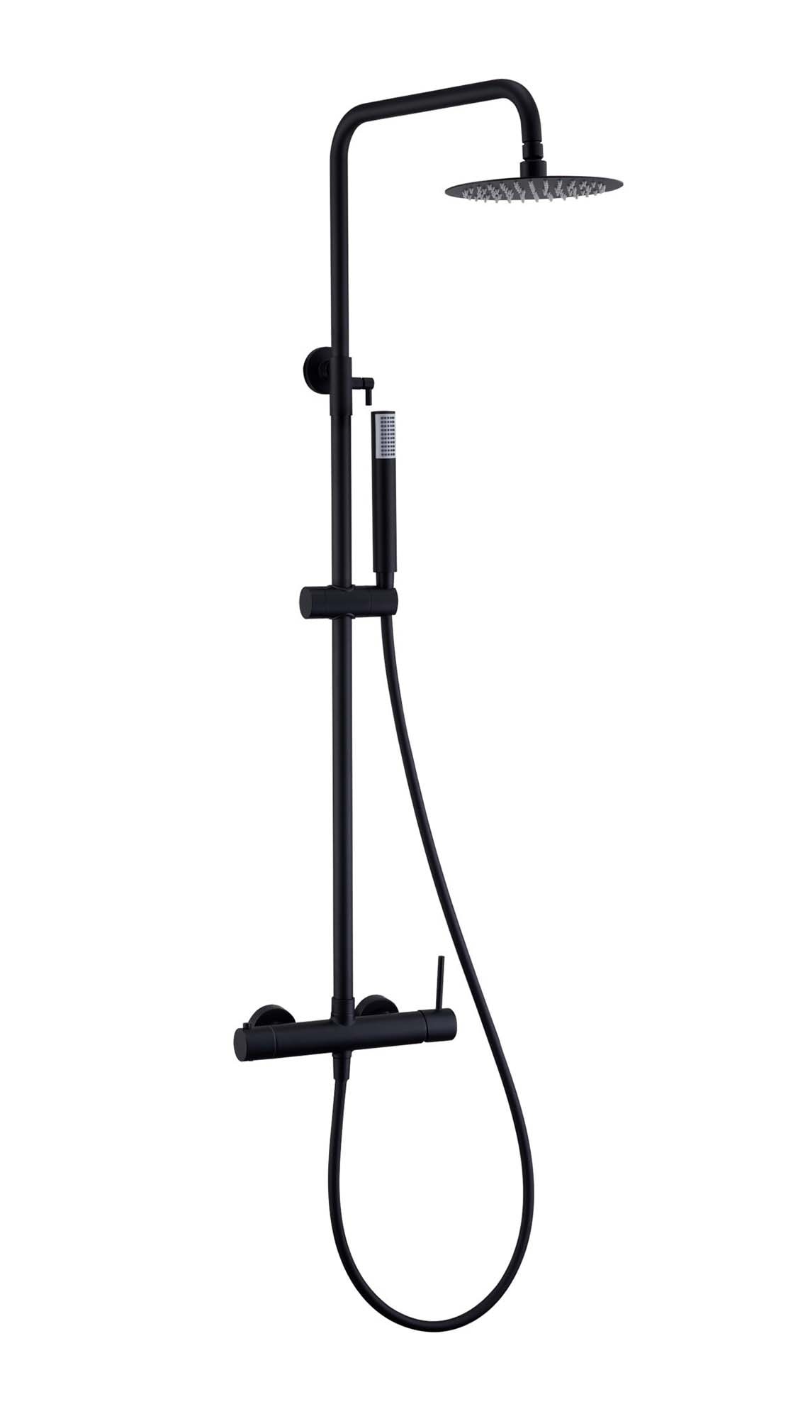 Conjunto de ducha monomando de acero inoxidable Monza Imex - Negro mate Negro mate-1