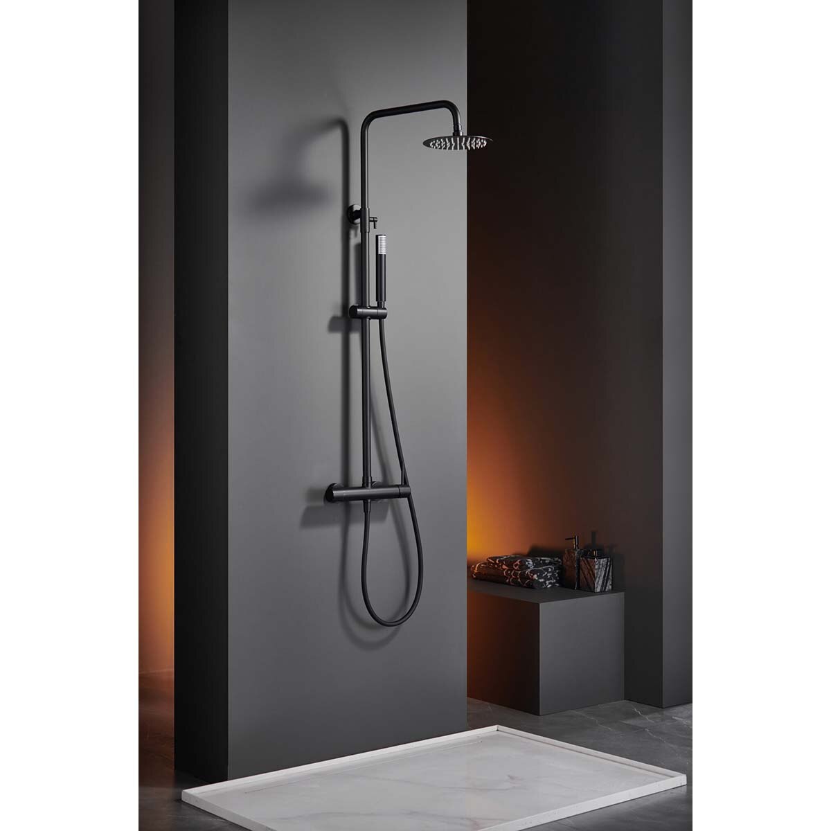 Conjunto de ducha monomando de acero inoxidable Monza Imex - Negro mate Negro mate-2