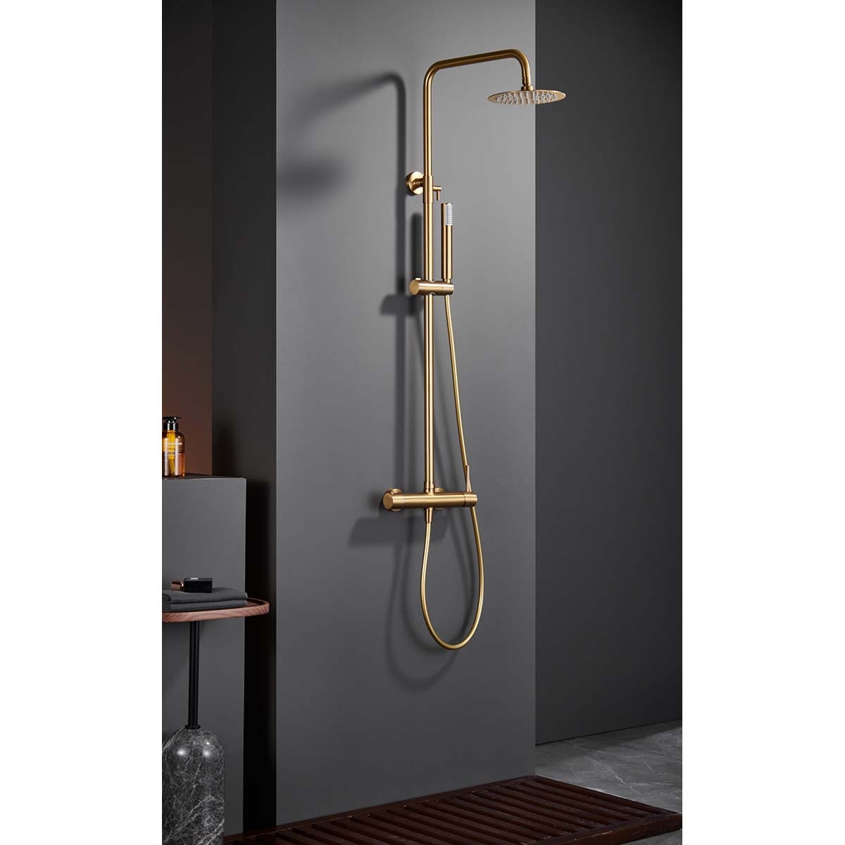 Conjunto de ducha monomando de acero inoxidable Monza Imex - Oro cepillado Oro cepillado-2