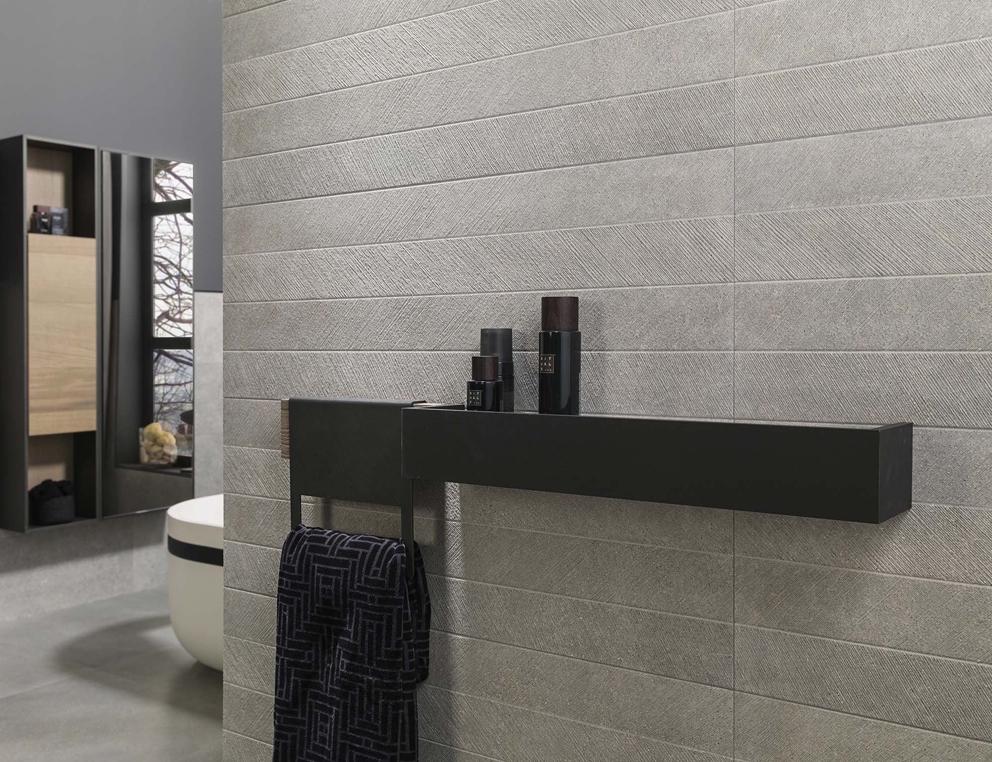 Azulejo de pared rectificado 45x120 cm Bottega Spiga Porcelanosa - Acero Acero-2