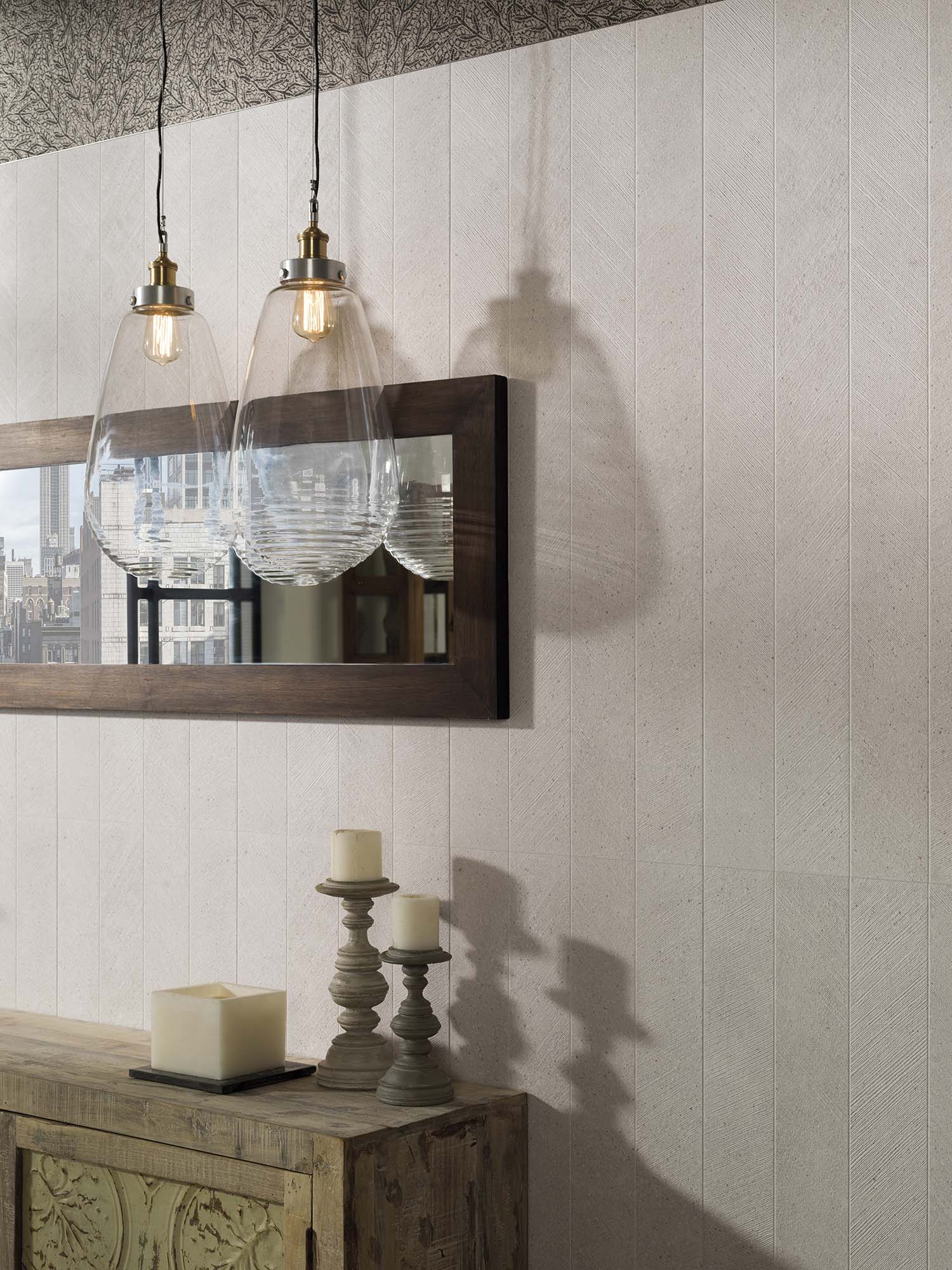Azulejo de pared rectificado 45x120 cm Bottega Spiga Porcelanosa - Blanco Blanco-2