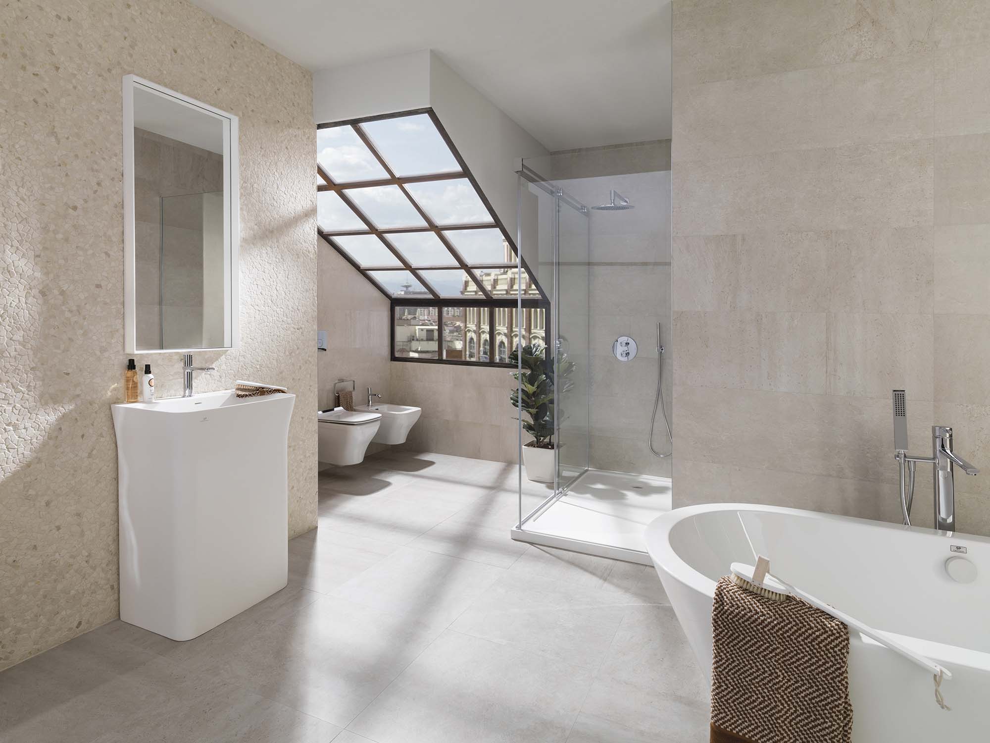 Azulejo de pared rectificado 33x100 cm Rodano Porcelanosa - Caliza Caliza-2