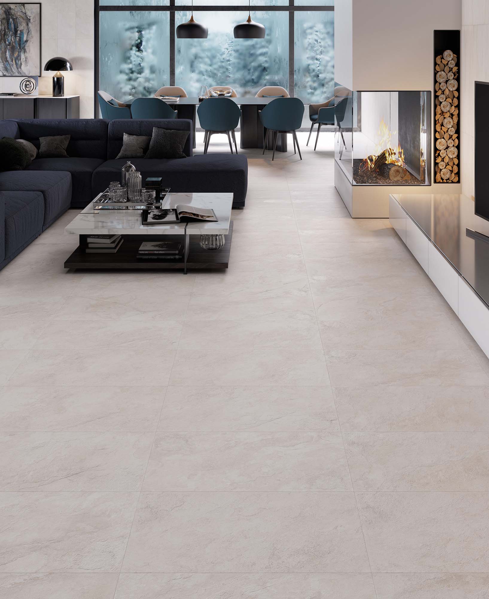 Azulejo de suelo rectificado 40x80 cm Image Porcelanosa - Blanco Blanco-2