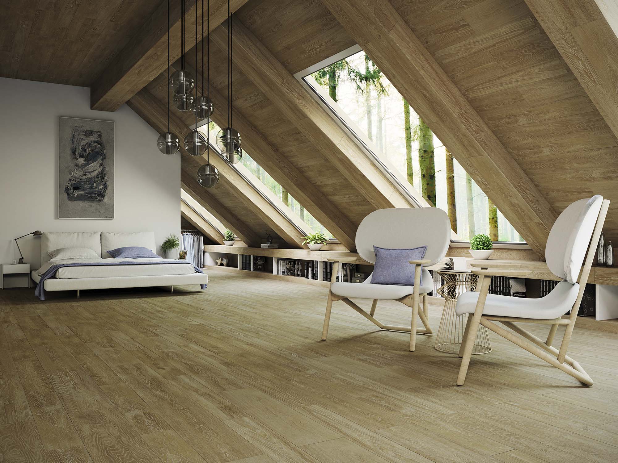 Azulejo de suelo y pared rectificado 22x90 cm Smart Tanzania Porcelanosa - Nuez Nuez-2