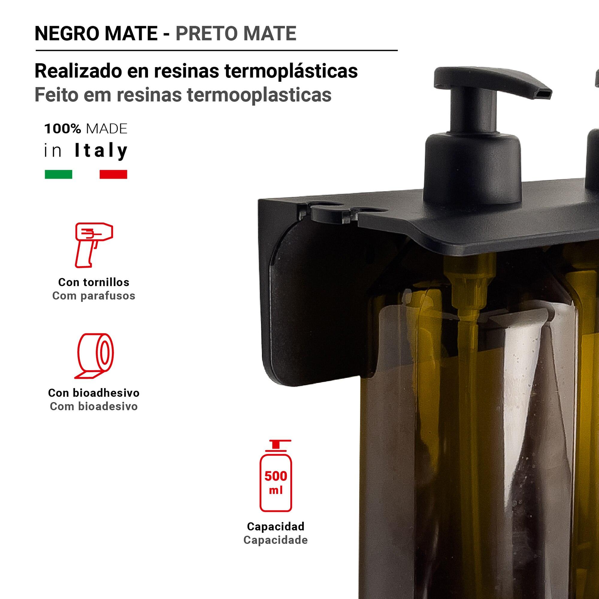 Dosificador doble de jabón para pared Couple El Corte Inglés Ámbar-4