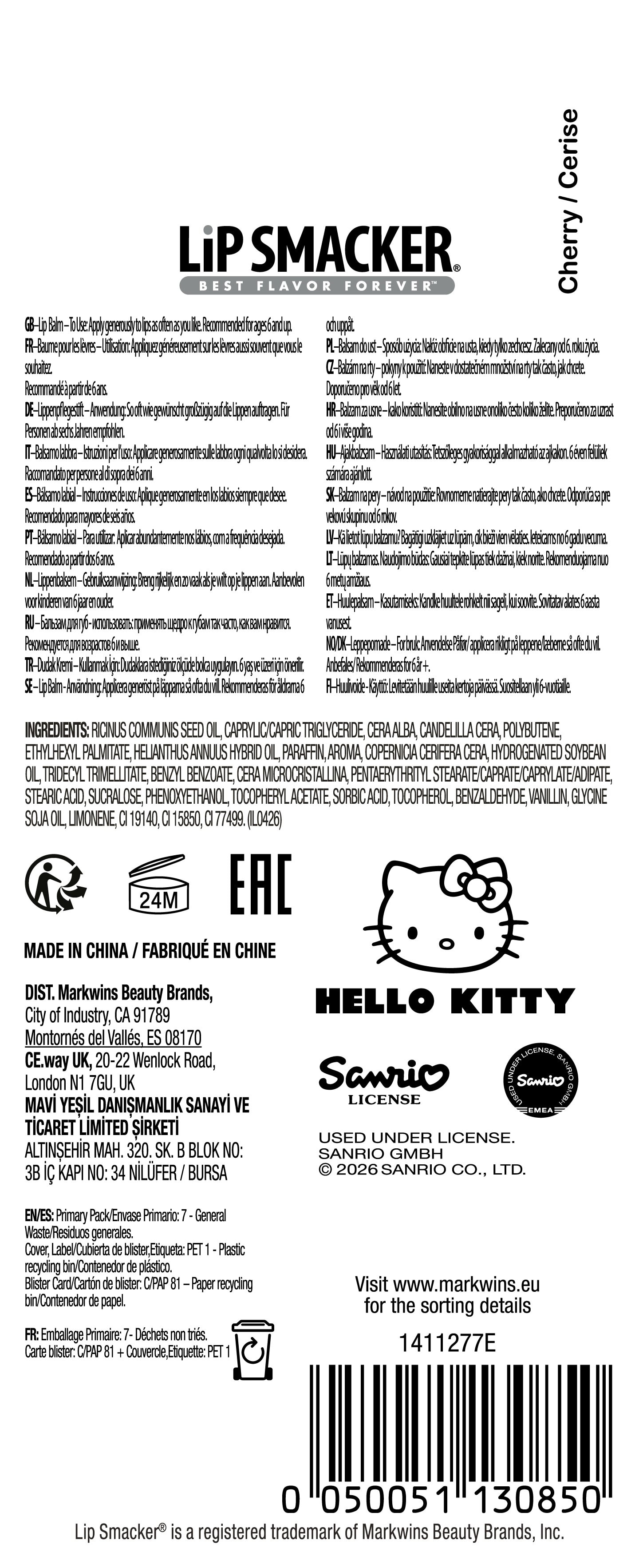 Imagen 3 de Bálsamo labial infantil Hello Kitty Lippy Pal Balm Hello Kitty Lip Smacker modelos surtidos