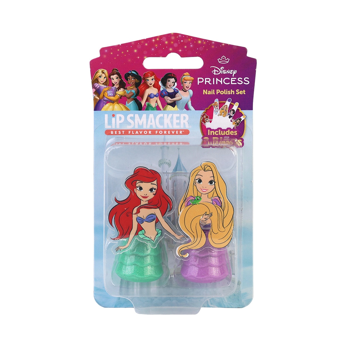 Duo de esmaltes infantiles Princess Nail Polish Duo Set Rapunzel & Little Mermeid Princesas Disney Lip Smacker modelos surtidos 1