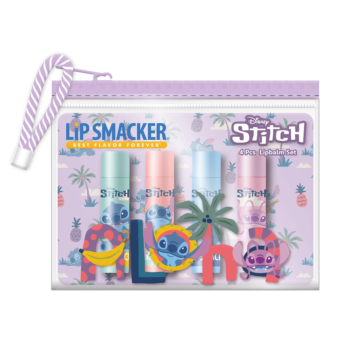 Neceser con 4 bálsamos labiales Lip balm Beauty Case Stitch Lip Smacker modelos surtidos 1