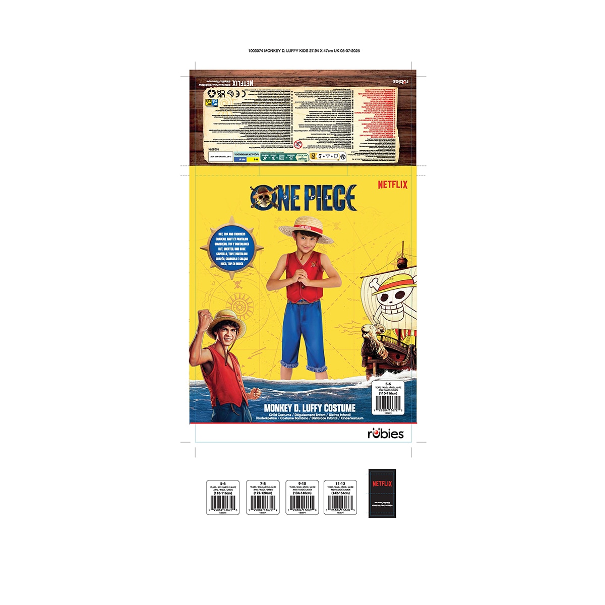 Disfraz Luffy Classic Rubies 2