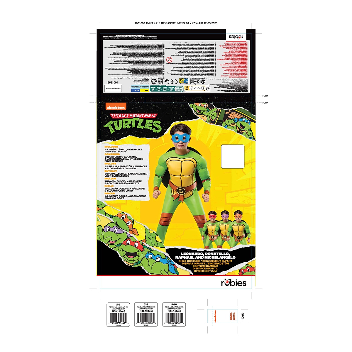 Disfraz Tortugas Ninja 4 en 1 Deluxe Infantil Rubies 2