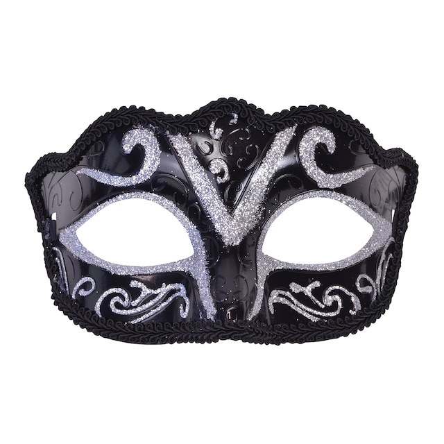 Antifaz Carnaval de Venecia Plata/Negro Rubies