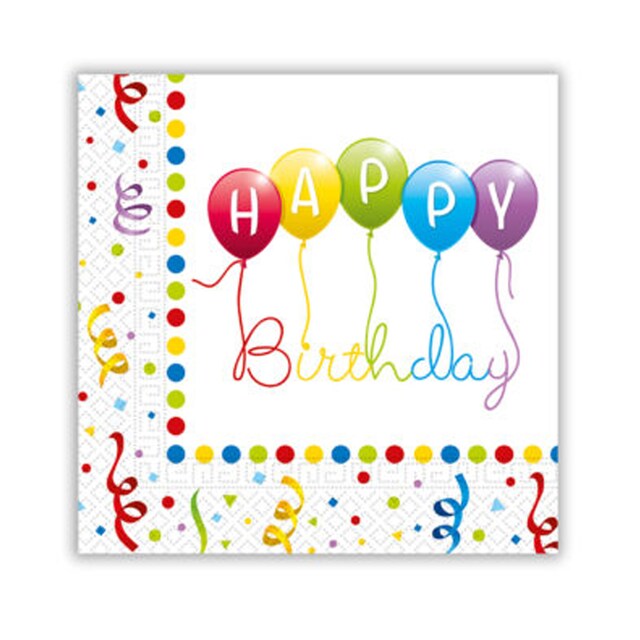 20 servilletas Happy Birthday Stremers
