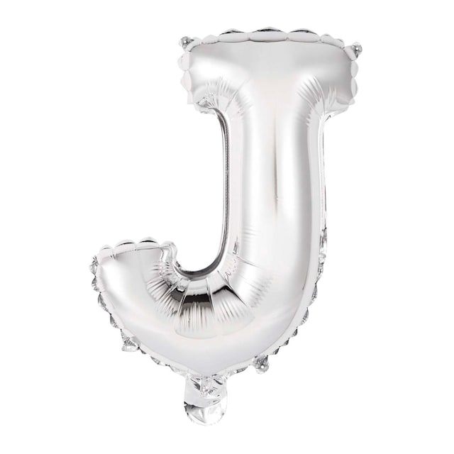 Globo auto-inflable letra : j plata 34cm