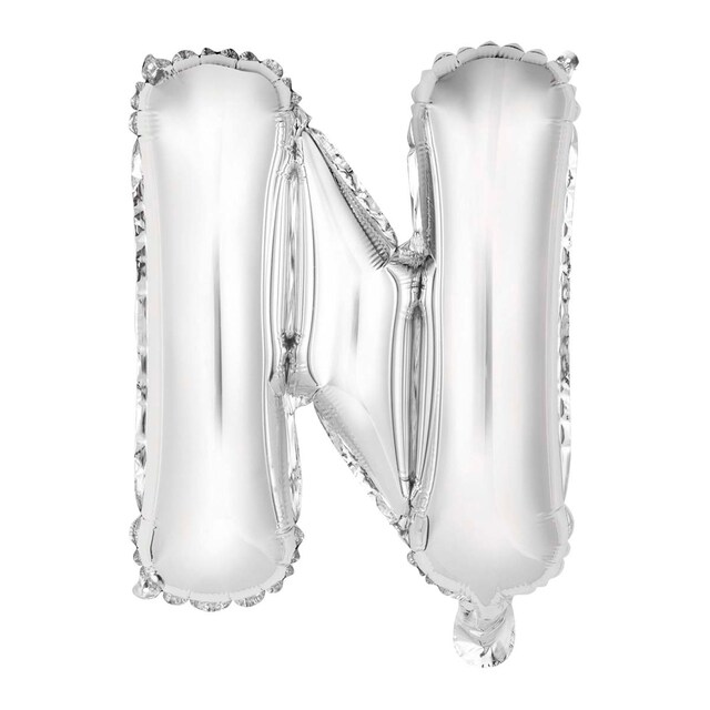 Imagen 0 de Globo auto-inflable letra : n plata 34cm