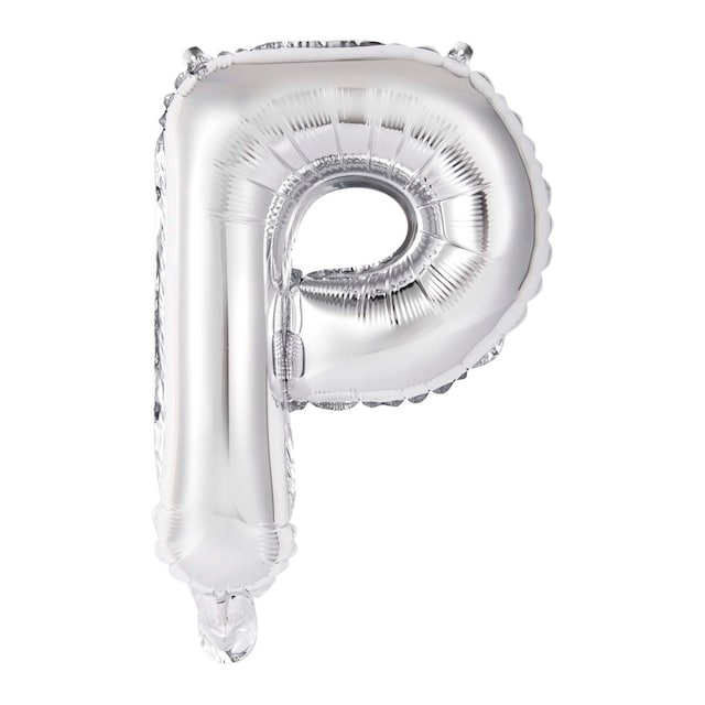 Globo auto-inflable letra : p plata 34cm
