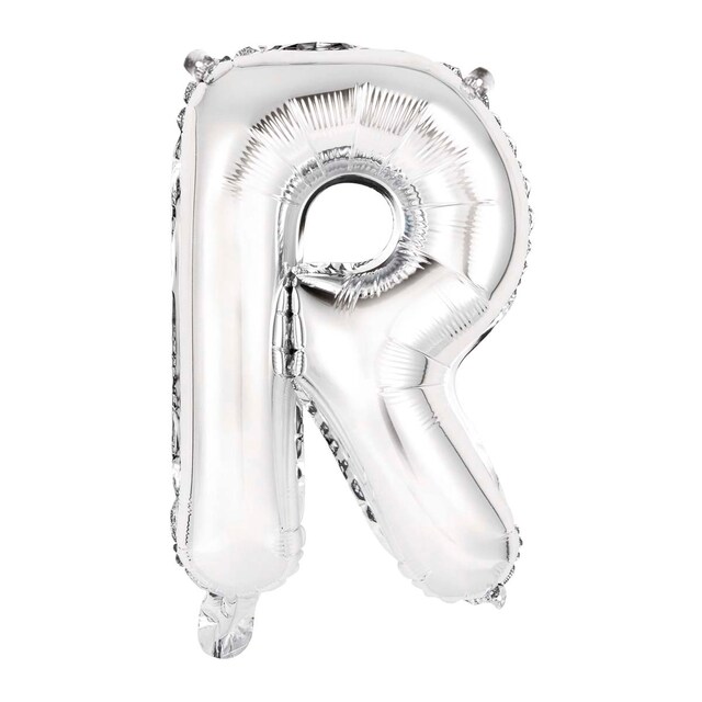 Imagen 0 de Globo auto-inflable letra : r plata 34cm